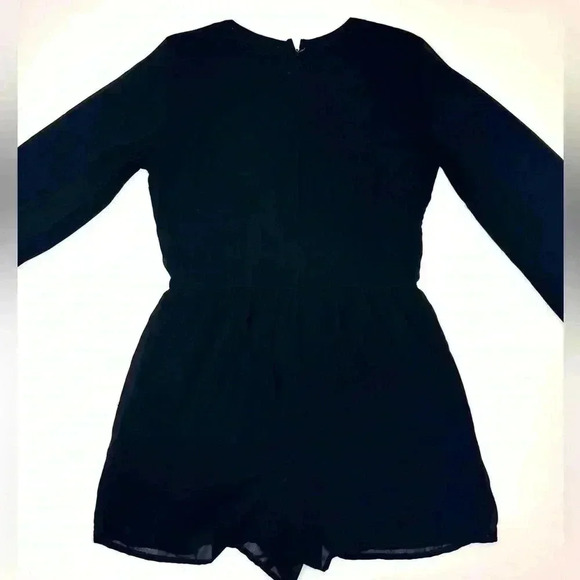 Abercrombie & Fitch Womens Black Chiffon Long Sleeve Romper Size- 2 - Picture 7 of 8